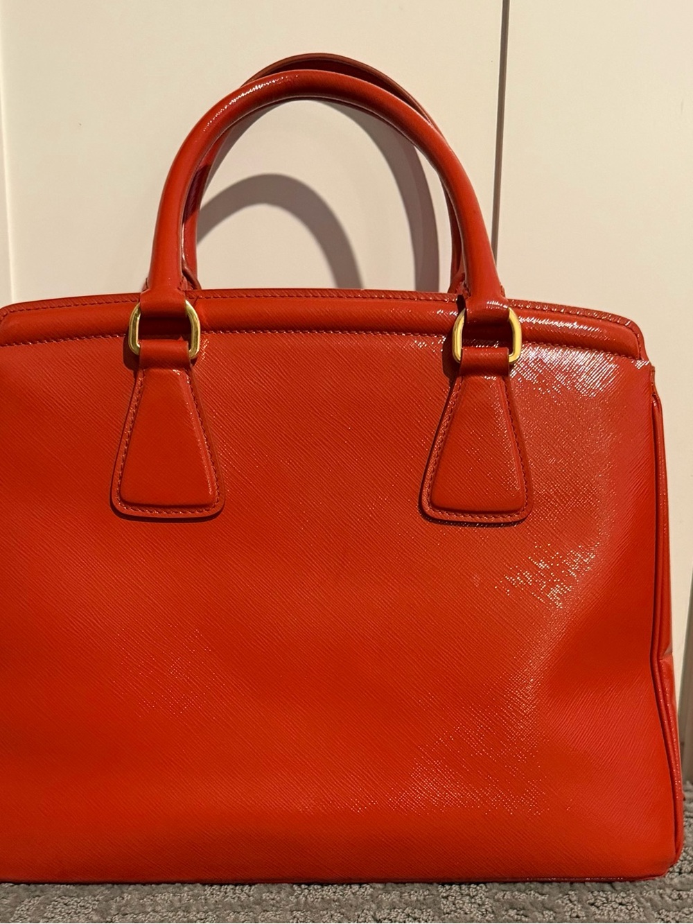 PRICE IS FIRM ! Prada Saffiano Lux Double Handle Satchel - Picture 2 of 16